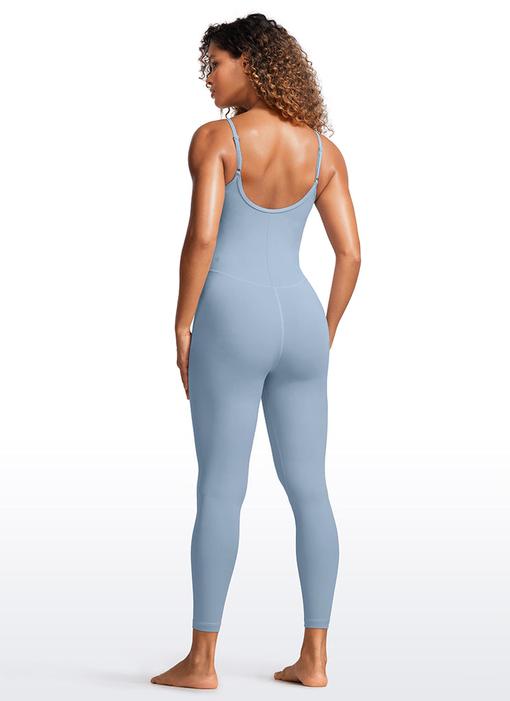 CRZ YOGA Women's Yoga Tight Fit Jumpsuits Build-in Bra Bodysuits Mysterious Grey