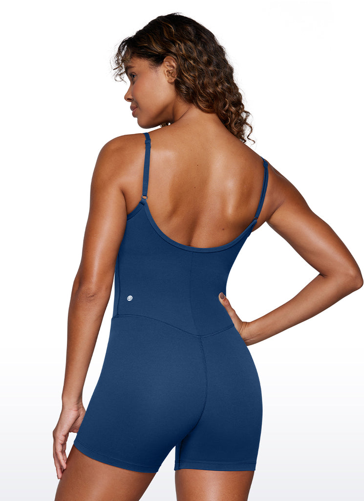 CRZ YOGA Women's Yoga Tight Fit Romper Shorts Bodysuit Jumpsuits Mysterious Grey