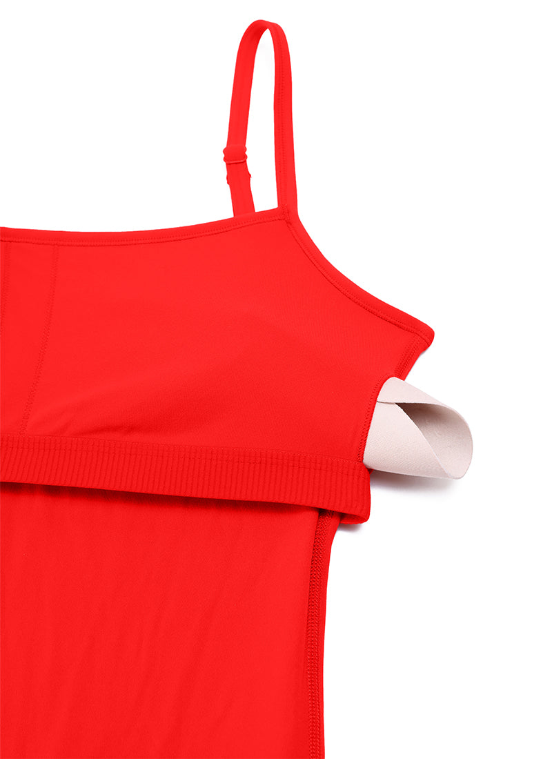 CRZ YOGA Women's Yoga Tight Fit Flare Jumpsuits Build-in Bra Bodysuits Dark Red