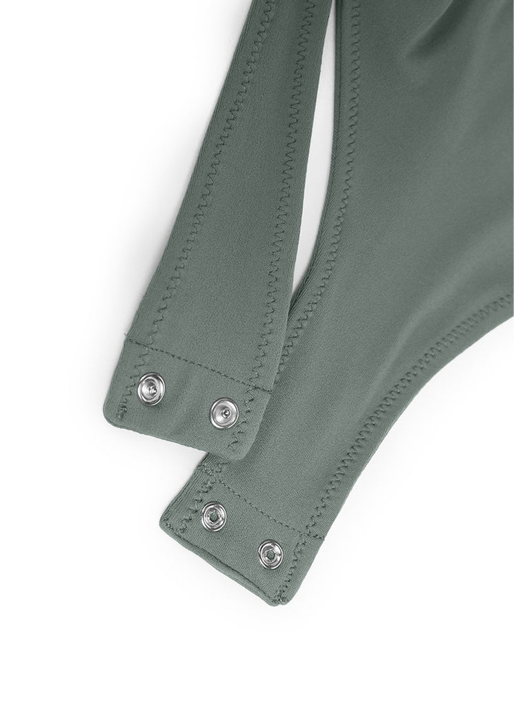 CRZ YOGA Women's Yoga Tight Fit High Neck Racerback Bodysuits Grey Sage