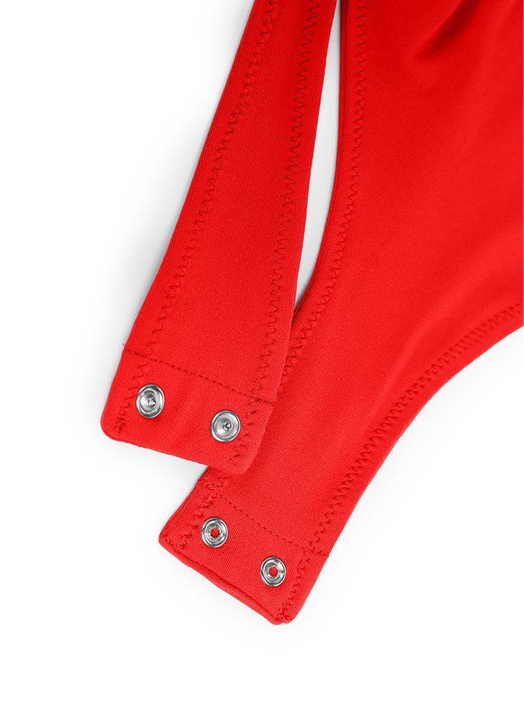 CRZ YOGA Women's Yoga Tight Fit High Neck Racerback Bodysuits Dark Red