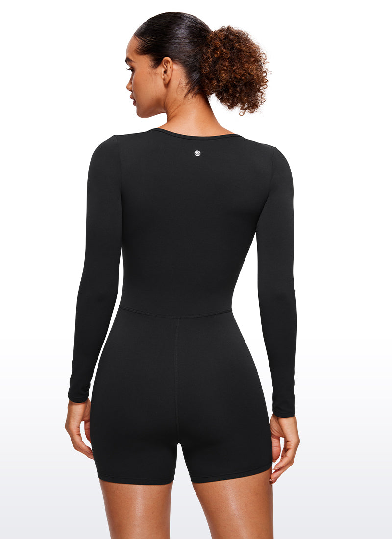 CRZ YOGA Women's Casual Yoga Long Sleeve Scoop Neck Athletic Rompers Black