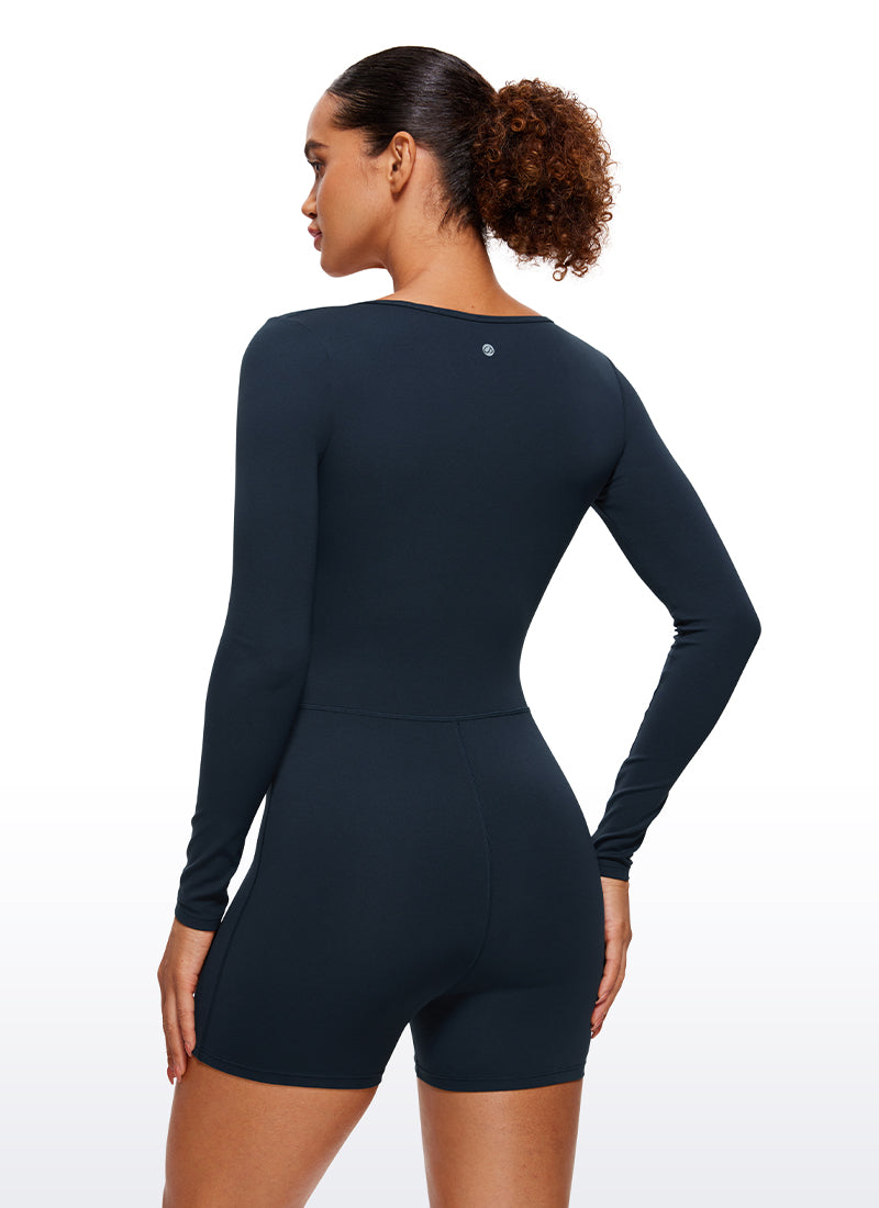 CRZ YOGA Women's Casual Yoga Long Sleeve Scoop Neck Athletic Rompers True Navy