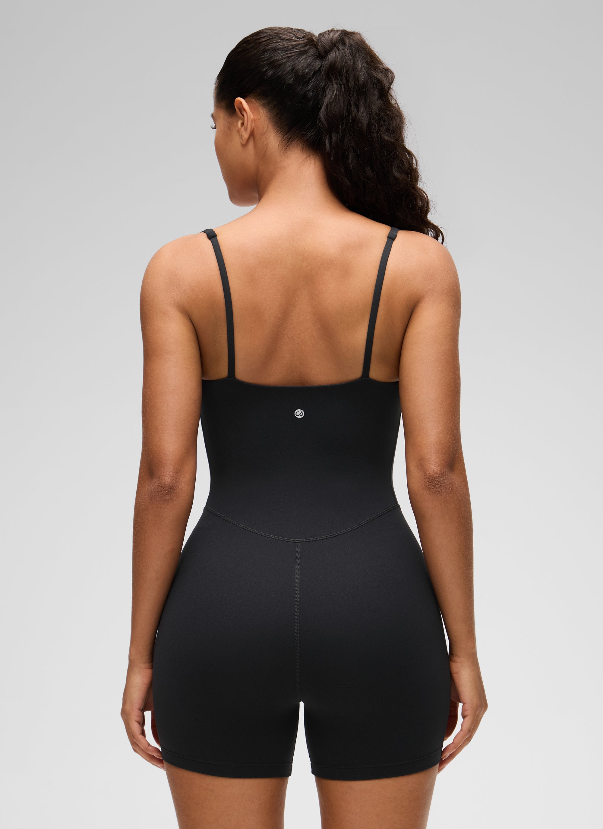 CRZ YOGA Women's Butterluxe Soft Yoga Square Neck Double Lined Romper Black