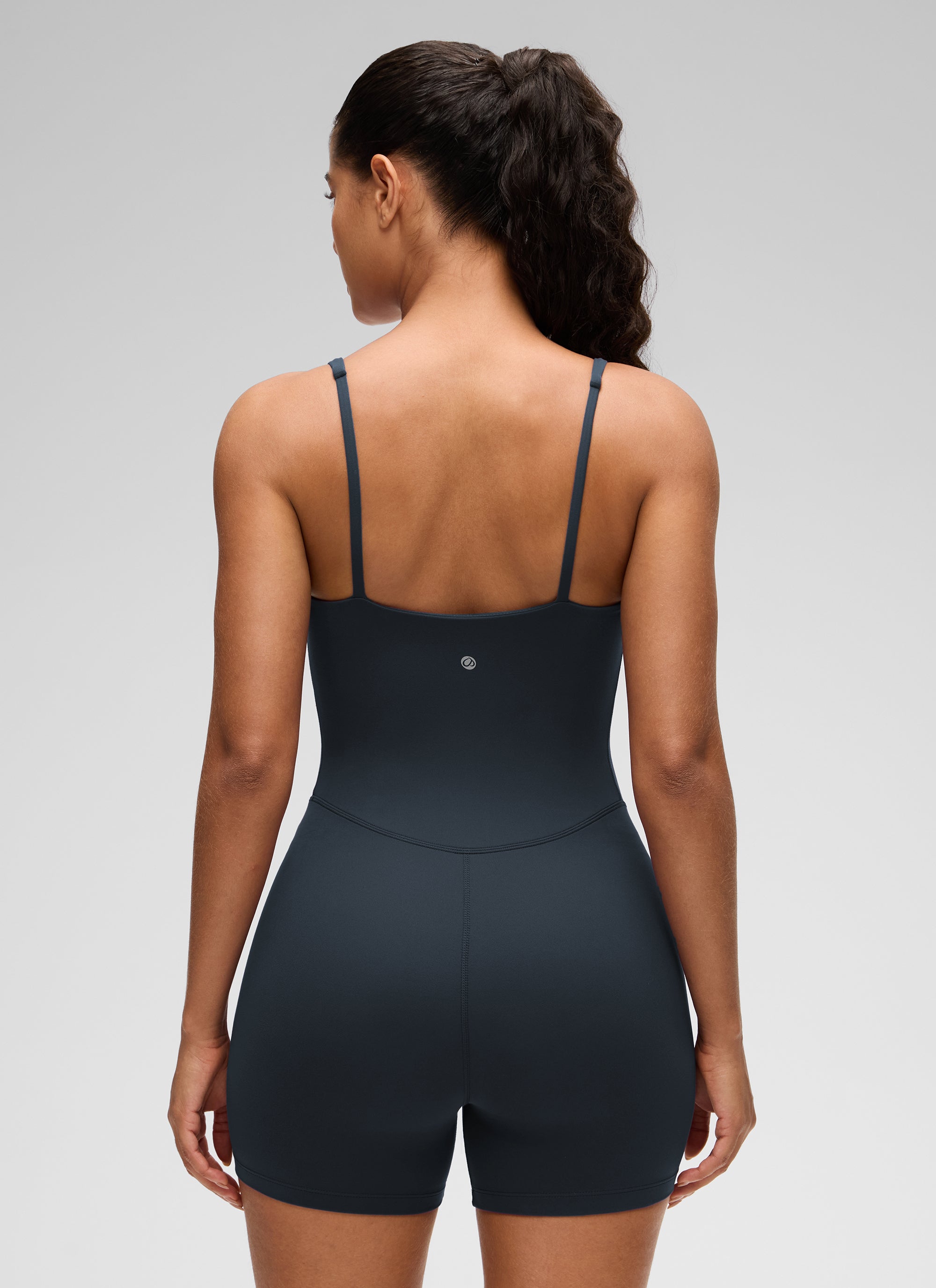 CRZ YOGA Women's Butterluxe Soft Yoga Square Neck Double Lined Romper True Navy