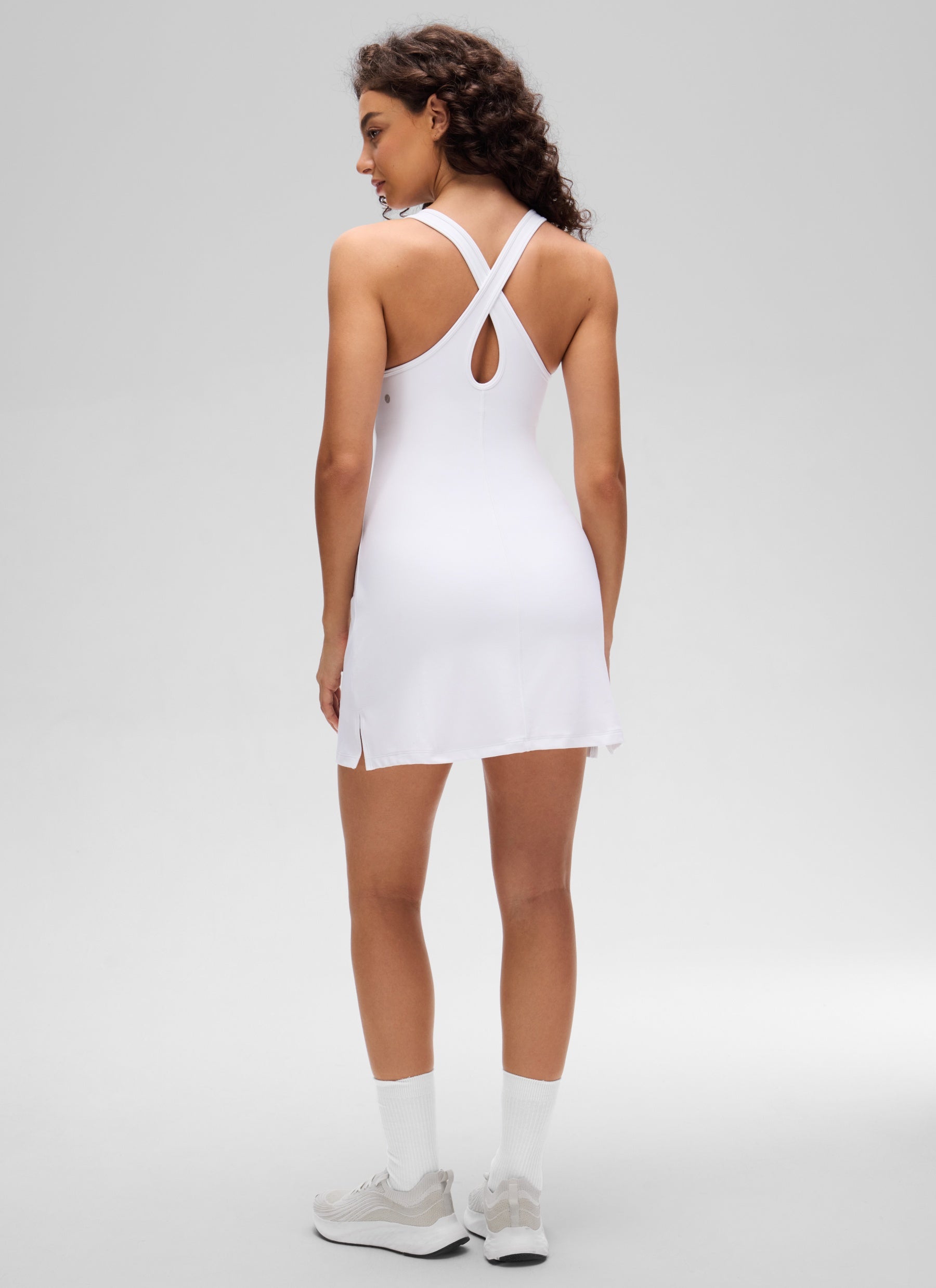 CRZ YOGA Women’s Butterluxe Casual Cross Back Slim Fit Dress White