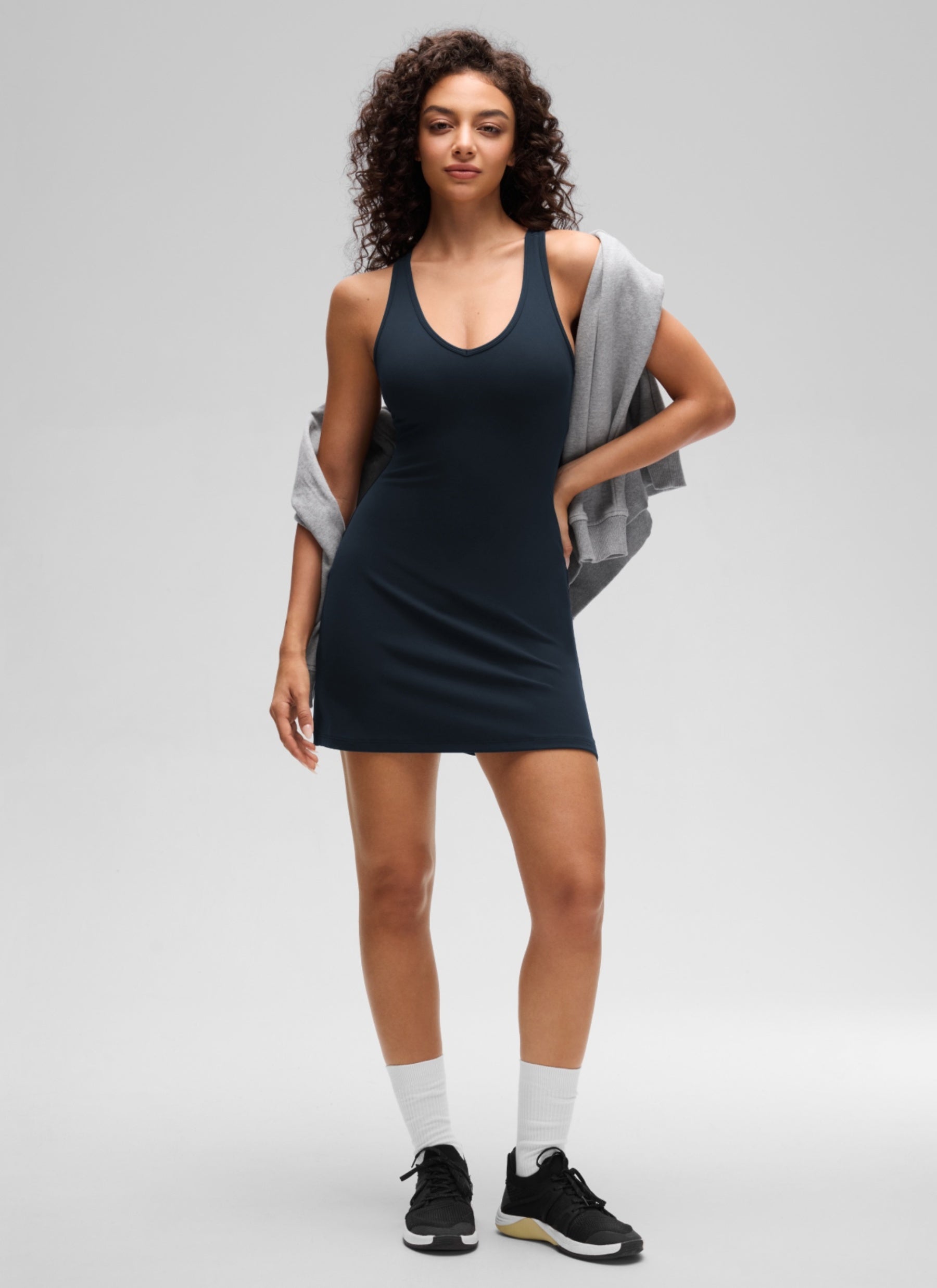 CRZ YOGA Women’s Butterluxe Casual Cross Back Slim Fit Dress True Navy