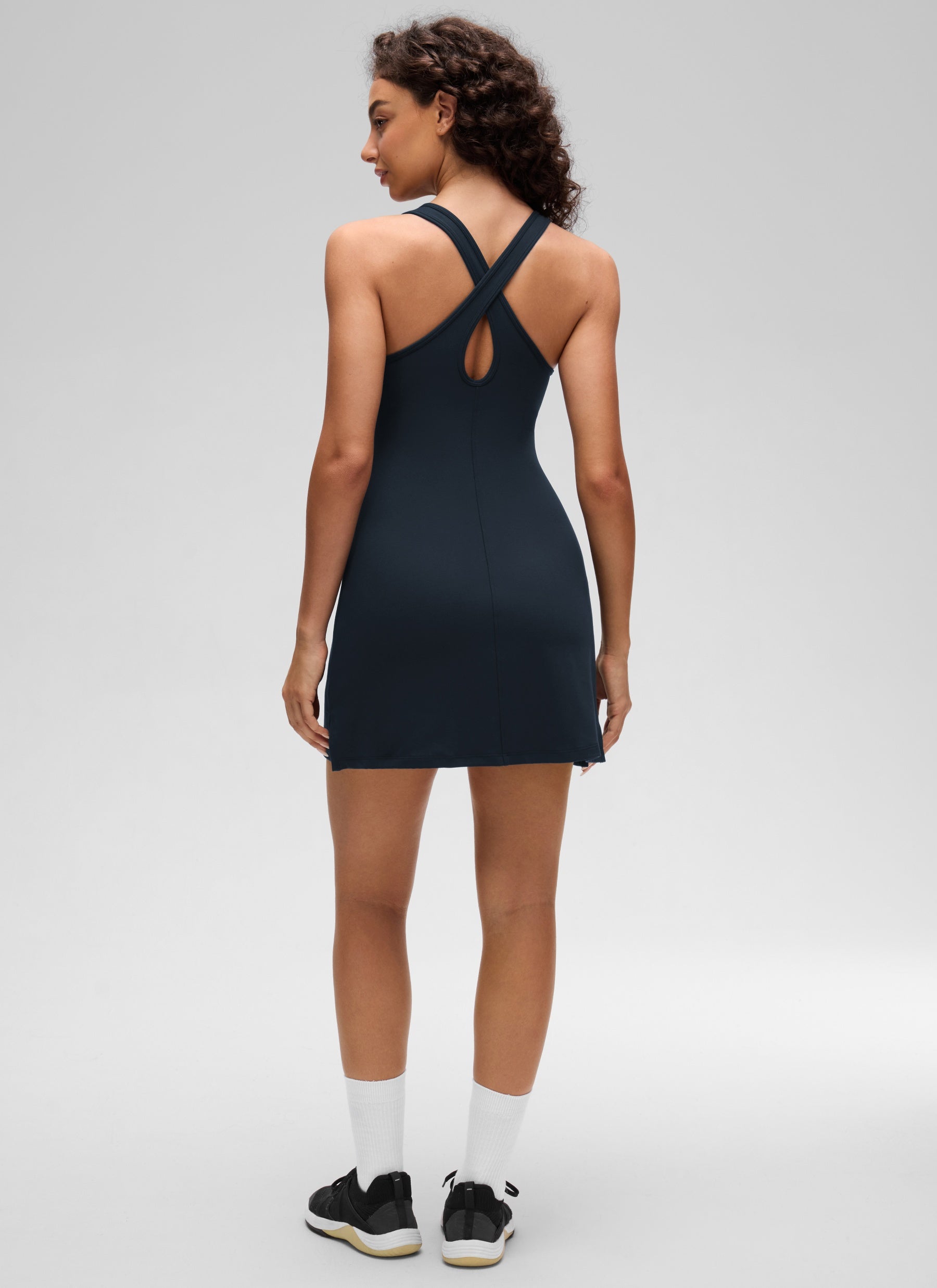 CRZ YOGA Women’s Butterluxe Casual Cross Back Slim Fit Dress True Navy