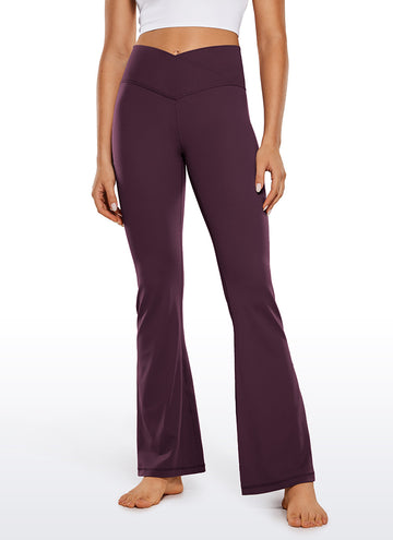 CRZ YOGA Women Butterluxe V Crossover High Waist Flare Leggings 31" Deep Purple