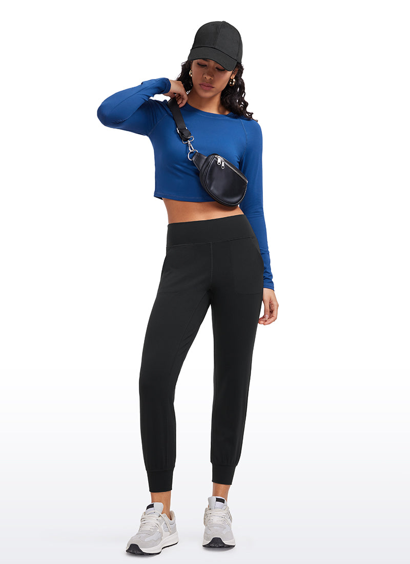 CRZ YOGA Women's Butterluxe High Rise Joggers Pants with Pockets 27'' Black