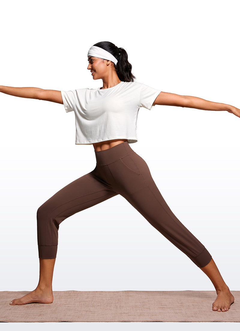 CRZ YOGA Women's Butterluxe High Rise Joggers Pants with Pockets 23'' Coffee Brown