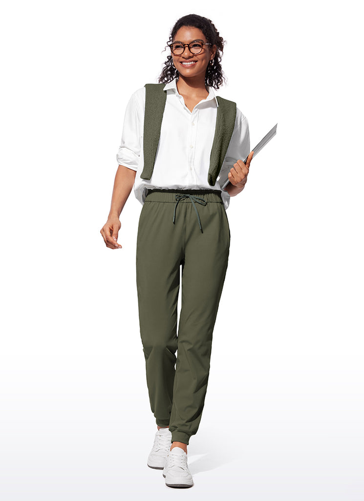 CRZ YOGA Women 4-Way Stretch High Waisted Pockets Joggers Casual 28" Black