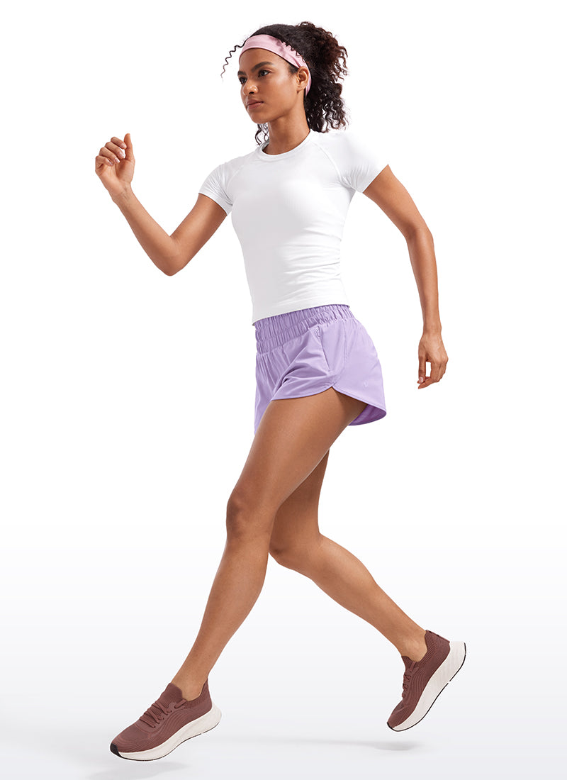 CRZ YOGA Women's Running Feathery-Fit Soft High Rise Shorts Pocket 3'' Lilac