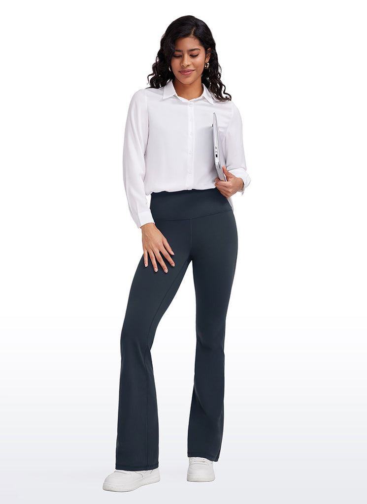 Butterluxe High Waist Flare Wide Leg Bootcut Pockets Leggings 33" True Navy