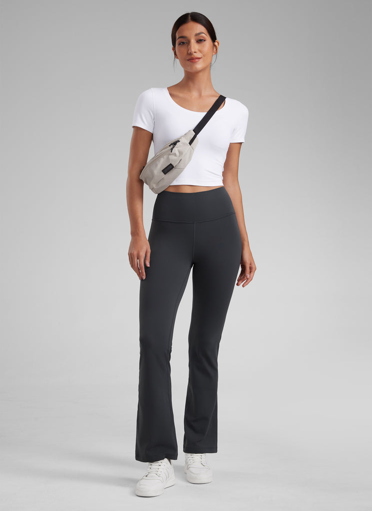 CRZ YOGA Women's Yoga High Waist Butterluxe Flare Pocket Leggings 29" Pitch Blue