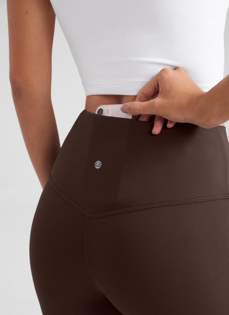 CRZ YOGA Women's Yoga High Waist Butterluxe Flare Pocket Leggings 29" Hot Fudge Brown