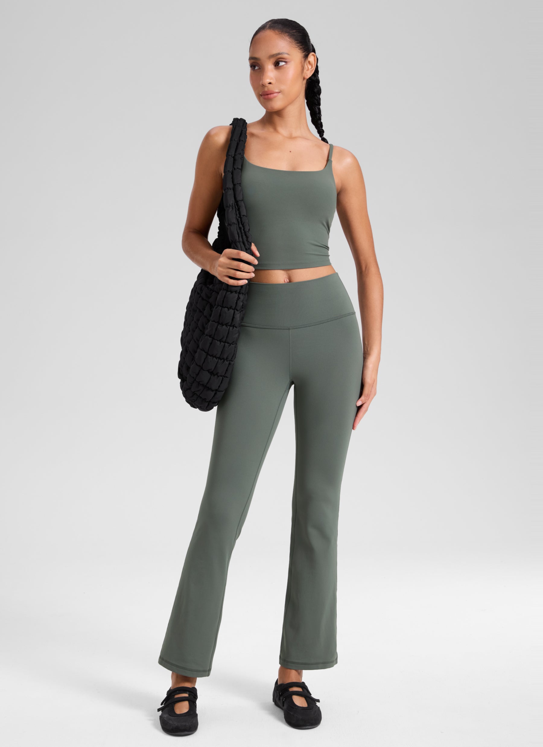 CRZ YOGA Women's Yoga High Waist Butterluxe Flare Pocket Leggings 29