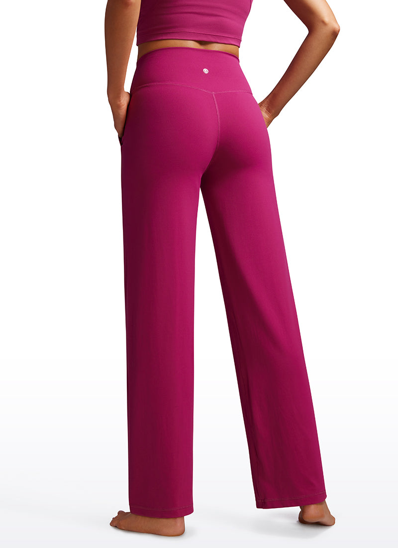 CRZ YOGA Women's Butterluxe High Rise Wide Leg Pants with Pockets 31'' Magenta Purple