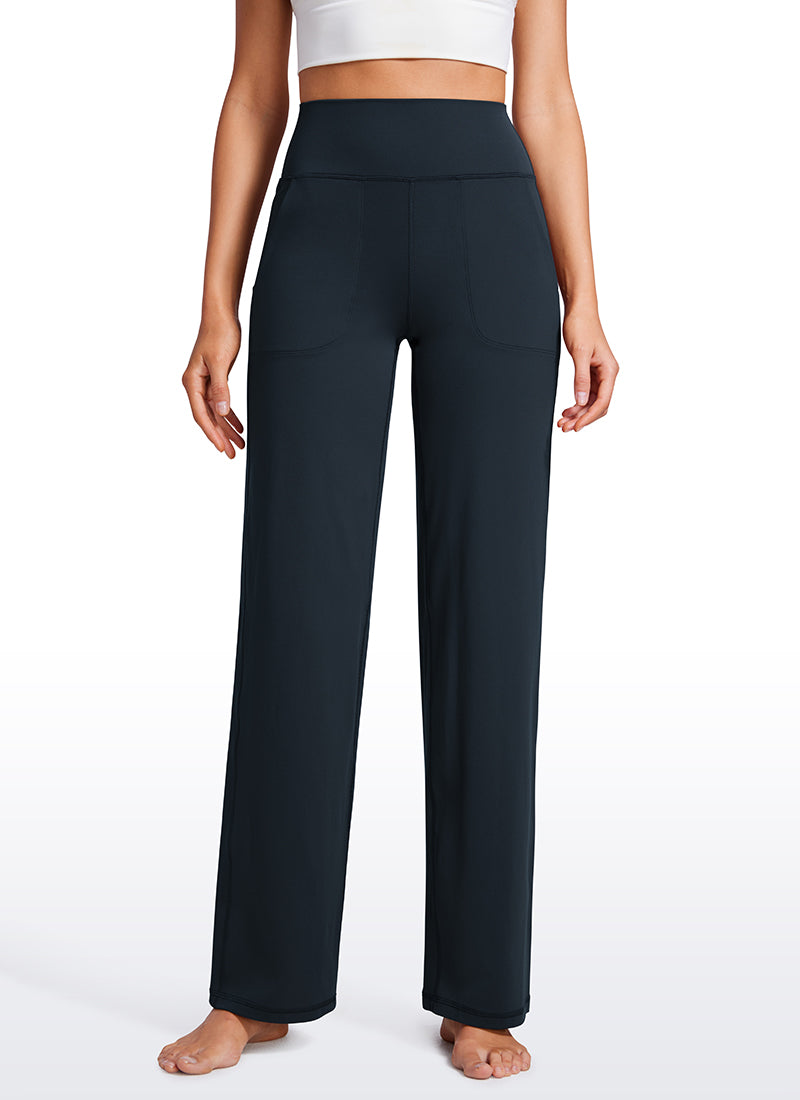 CRZ YOGA Women's Butterluxe High Rise Wide Leg Pants with Pockets 31'' True Navy