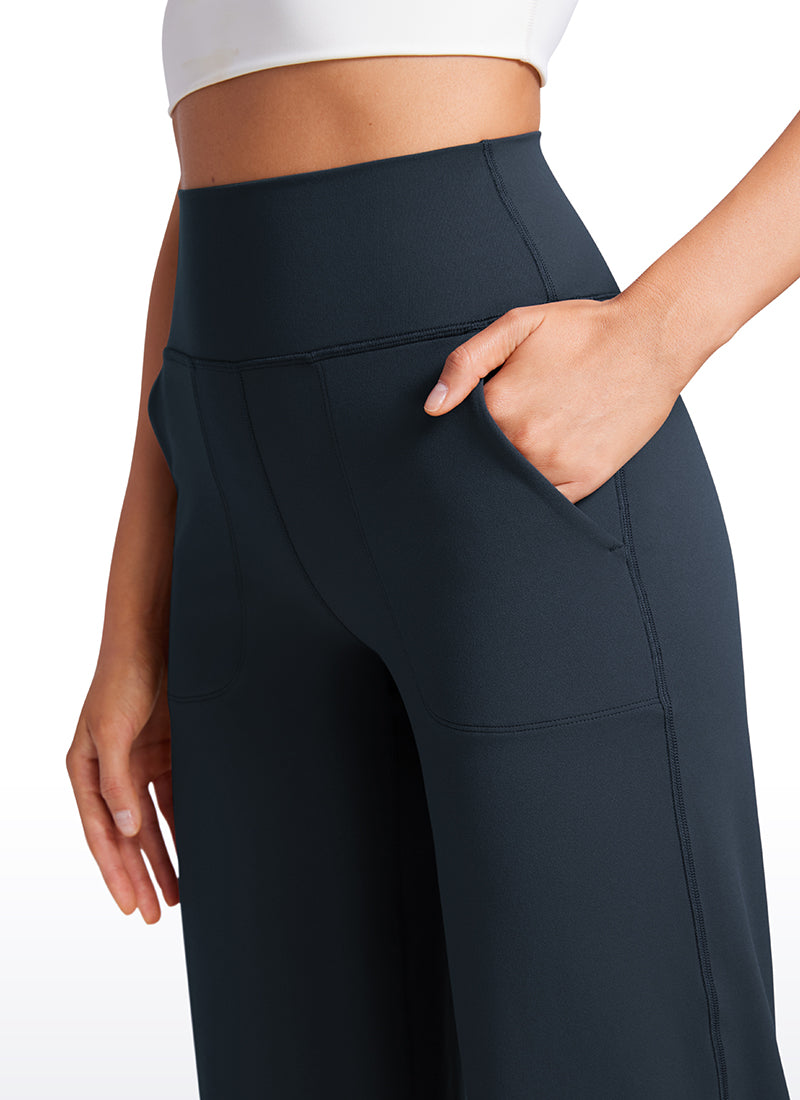 CRZ YOGA Women's Butterluxe High Rise Wide Leg Pants with Pockets 31'' True Navy