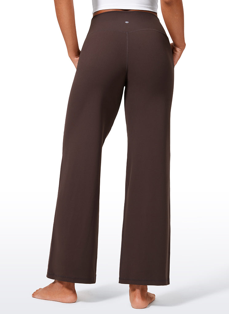 CRZ YOGA Women's Butterlift High Waisted Wide Leg Pants with Pockets Hot Fudge Brown