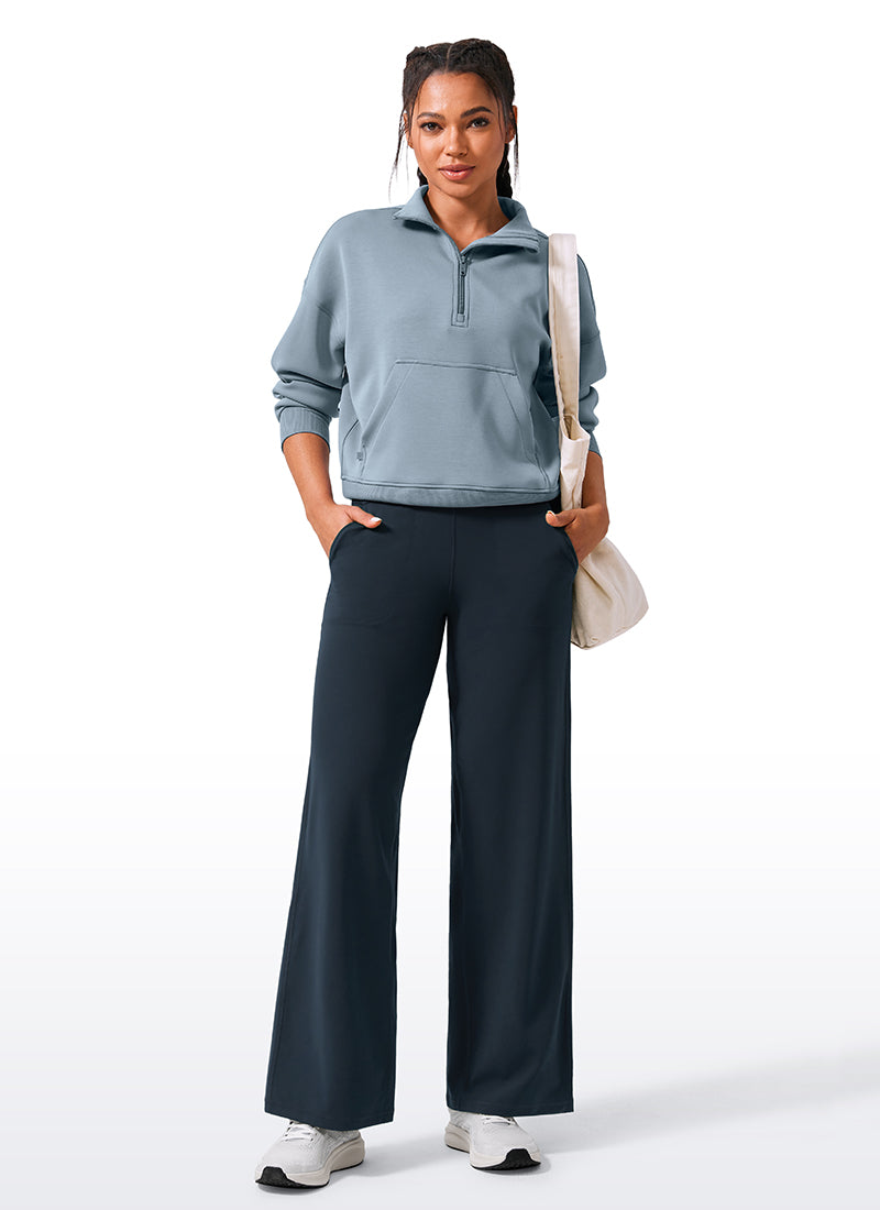 CRZ YOGA Women's Butterlift High Waisted Wide Leg Pants with Pockets True Navy