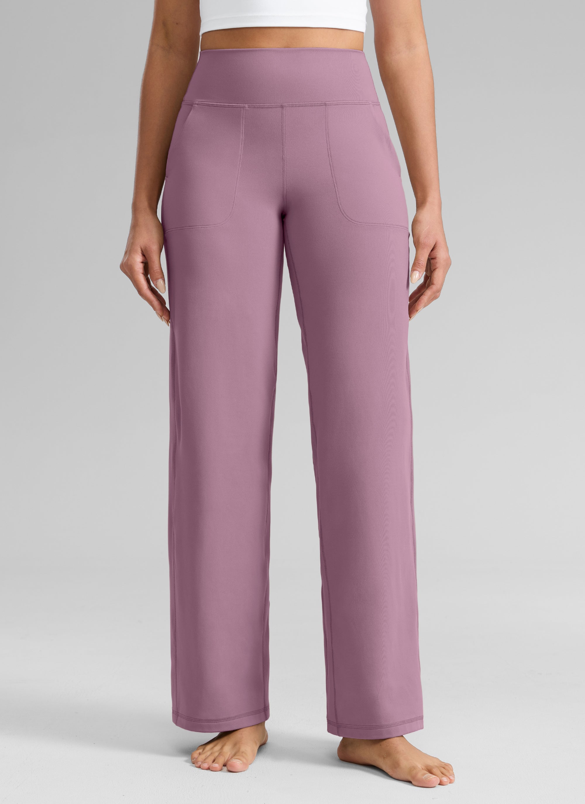 CRZ YOGA Women's Butterlift High Waisted Wide Leg Pants with Pockets Oak