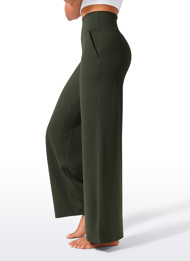CRZ YOGA Women's Butterlift High Waisted Wide Leg Pants with Pockets Olive Green