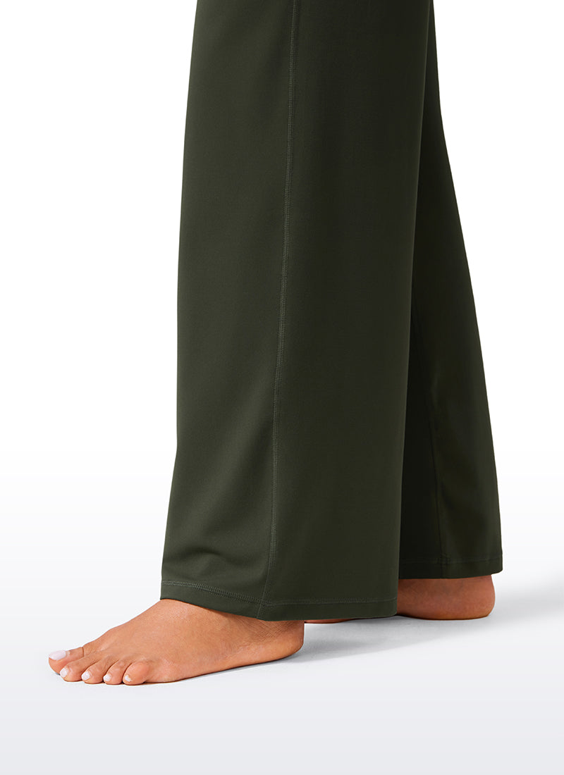 CRZ YOGA Women's Butterlift High Waisted Wide Leg Pants with Pockets Olive Green