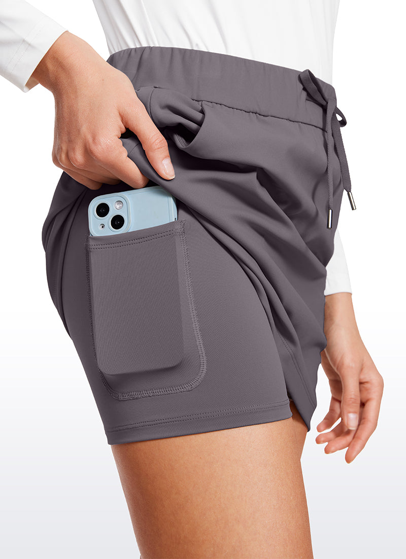 CRZ YOGA Women's Casual Golf Stretch High-Rise Drawstring Skirts 15