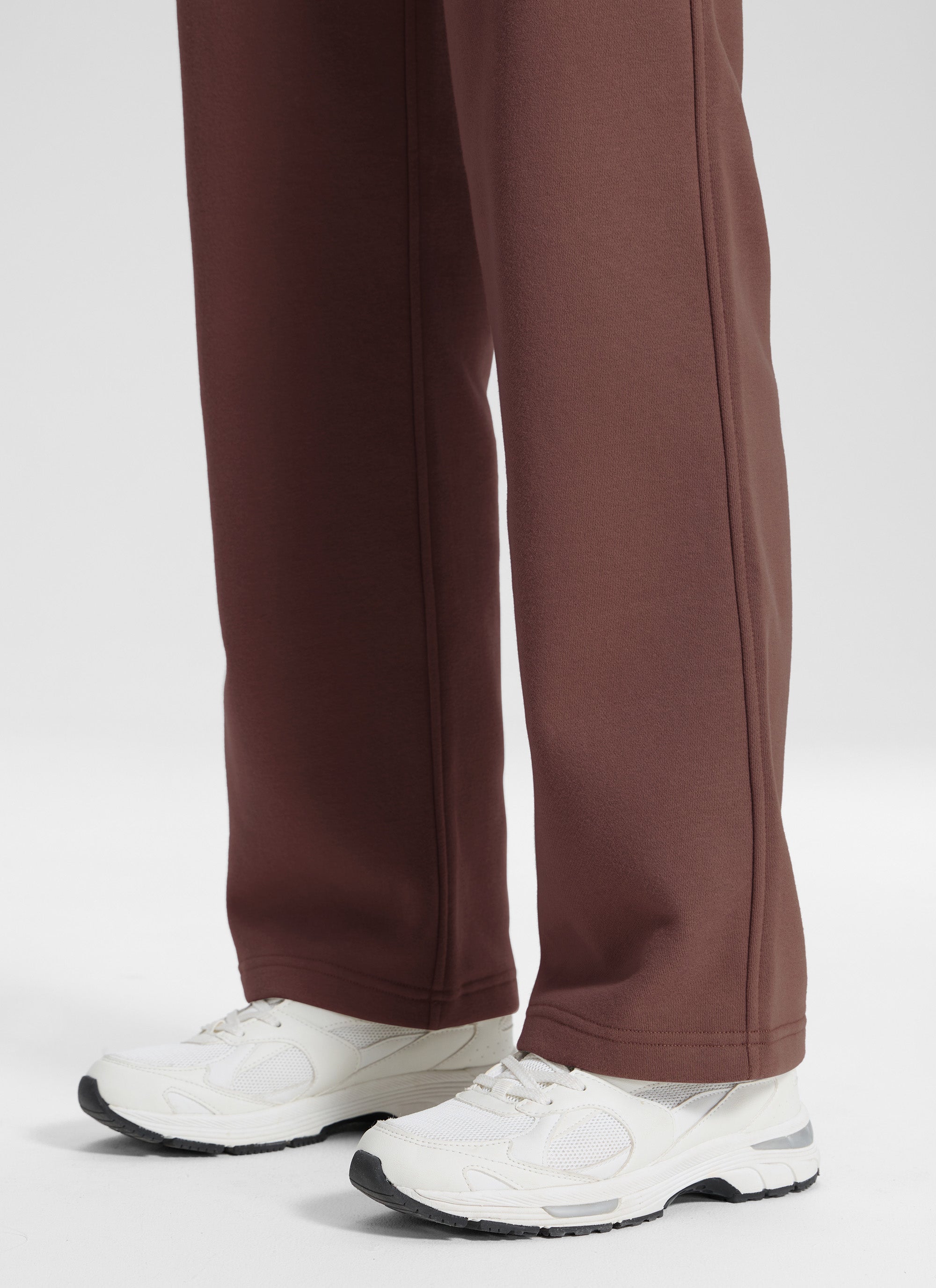 CRZ YOGA Womens Cotton Fleece Lined Straight Leg Lounge Sweatpants30'' Taupe