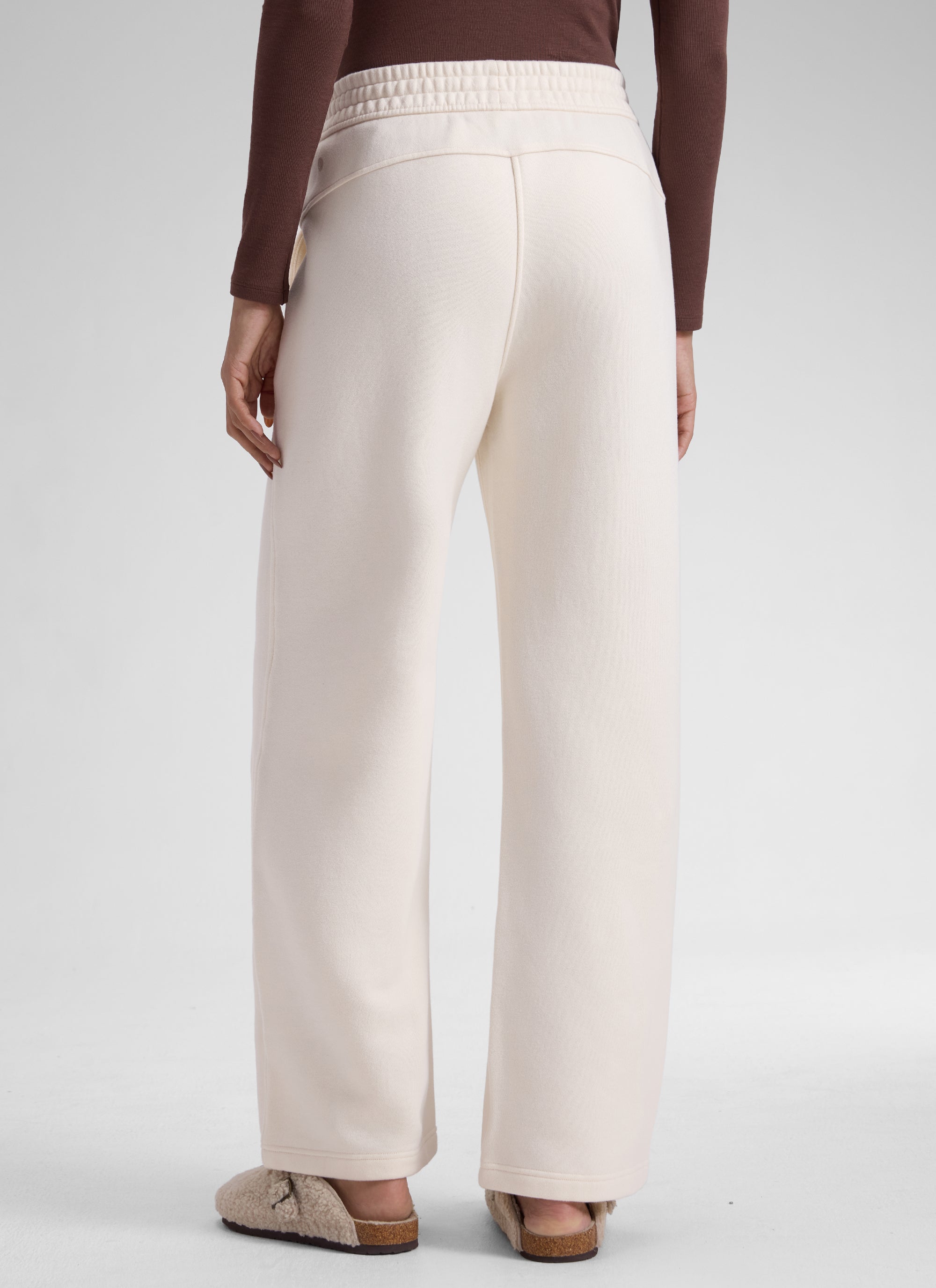 CRZ YOGA Womens Cotton Fleece Lined Straight Leg Lounge Sweatpants30'' Milky White