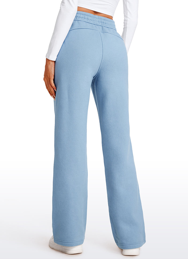 CRZ YOGA Womens Cotton Fleece Lined Straight Leg Lounge Sweatpants30'' Cambric Blue