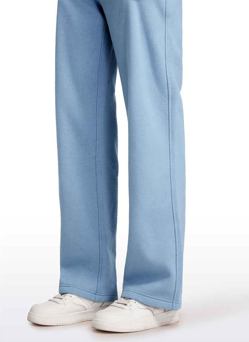 CRZ YOGA Womens Cotton Fleece Lined Straight Leg Lounge Sweatpants30'' Cambric Blue