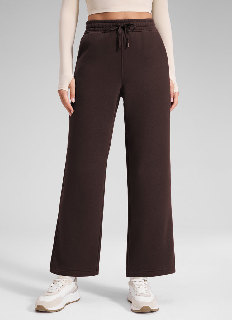 CRZ YOGA Women's Cotton Fleece Lined Casual Straight Leg Pant 28'' Milky White