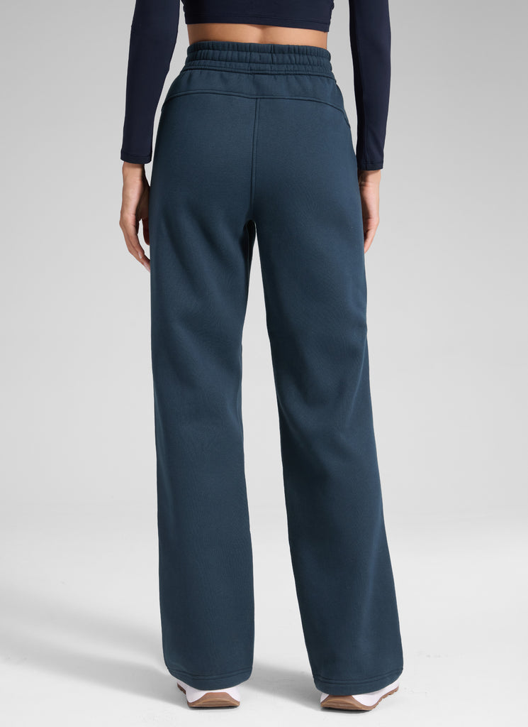 CRZ YOGA Women's Cotton Fleece Lined Casual Straight Leg Pant 32'' Milky White