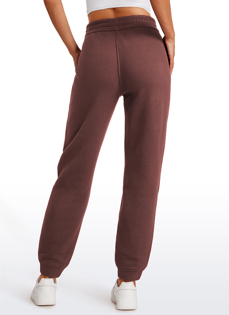 CRZ YOGA Womens Cotton Fleece Lined High Rise Sweatpants Joggers 28'' Taupe