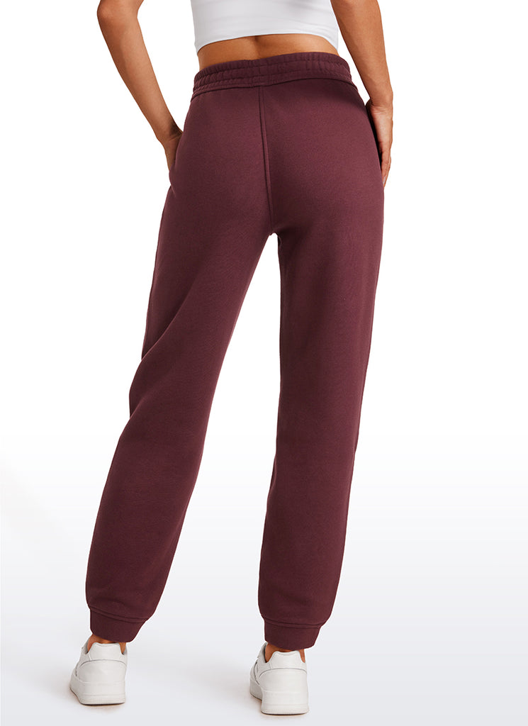 CRZ YOGA Womens Cotton Fleece Lined High Rise Sweatpants Joggers 28'' Dark Red 2