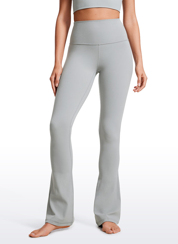 CRZ YOGA Women  Butterluxe High Waist Pockets Mini Flared Leggings 32" Black Tie Dye Flowers