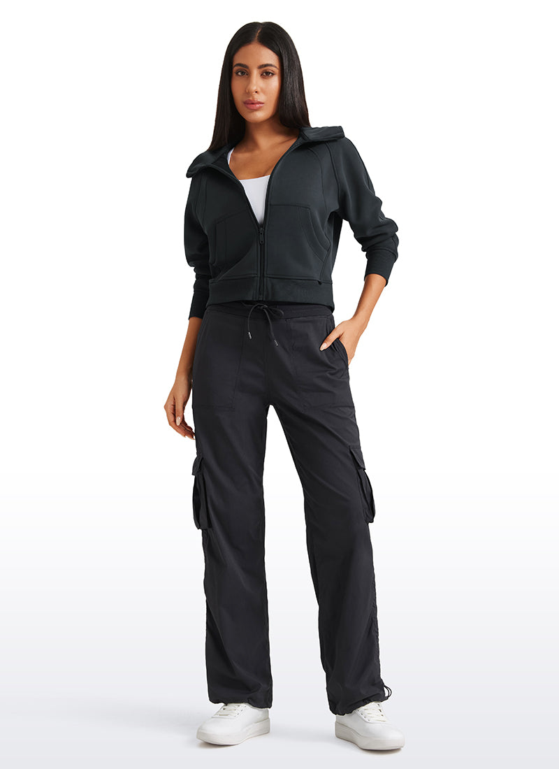 CRZ YOGA  Lightweight Workout Straight Leg Pocket Casual Cargo Pants Black