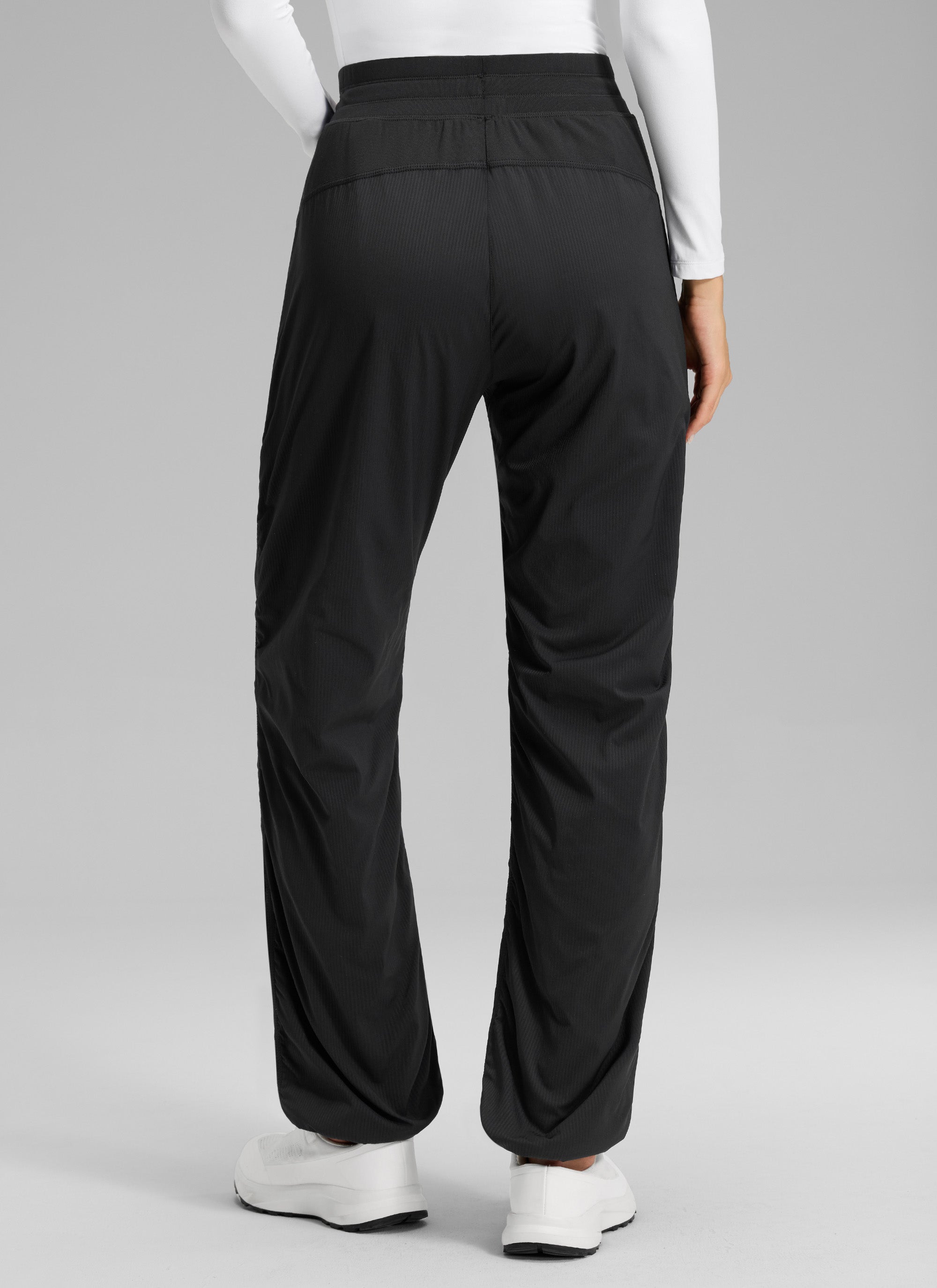 CRZ YOGA Women's Casual Mid Rise Drawstring Pocket Straight Leg Pant Black