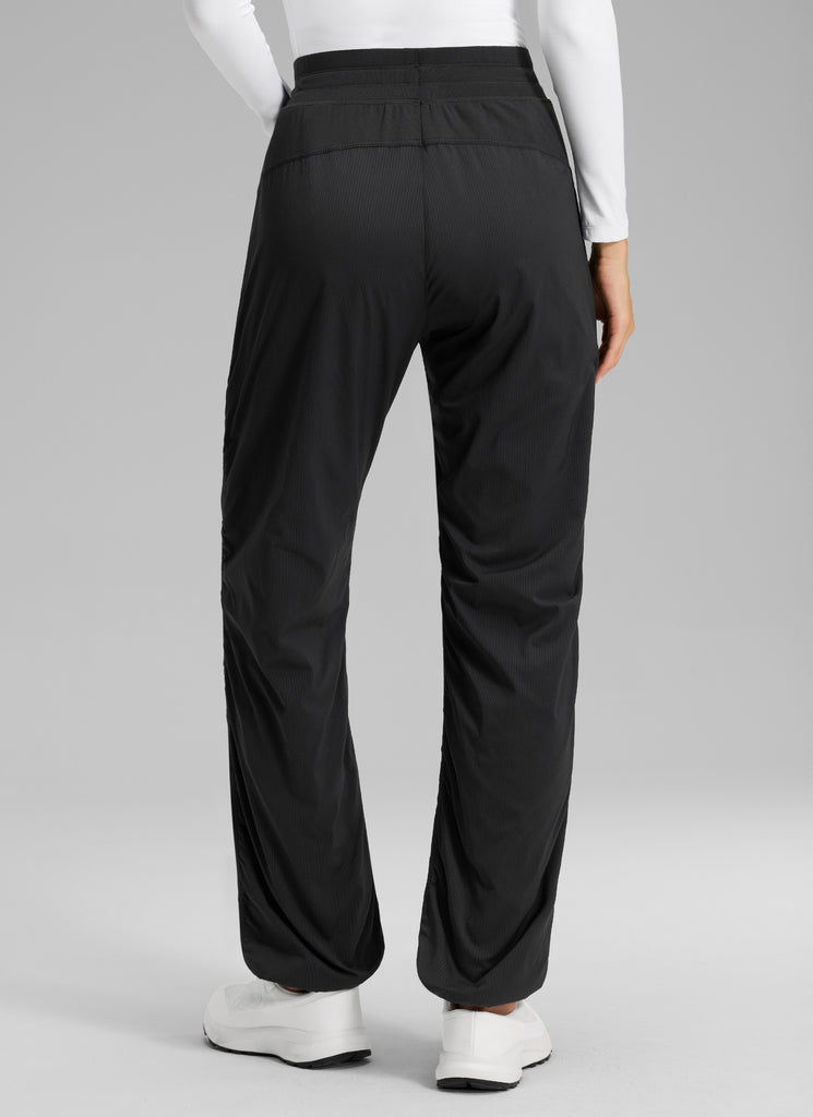 CRZ YOGA Women's Casual Mid Rise Drawstring Pocket Straight Leg Pant Black