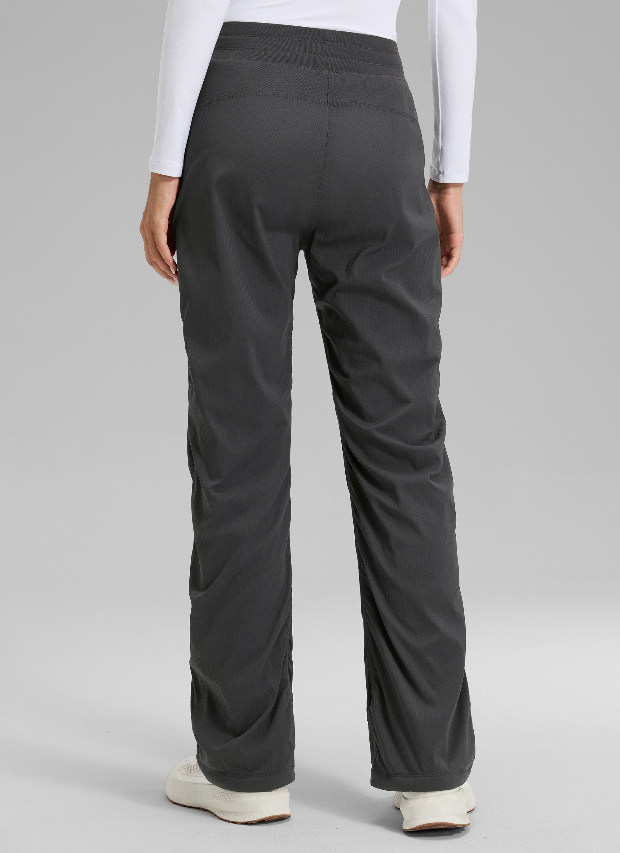 CRZ YOGA Women's Casual Mid Rise Drawstring Pocket Straight Leg Pant Black