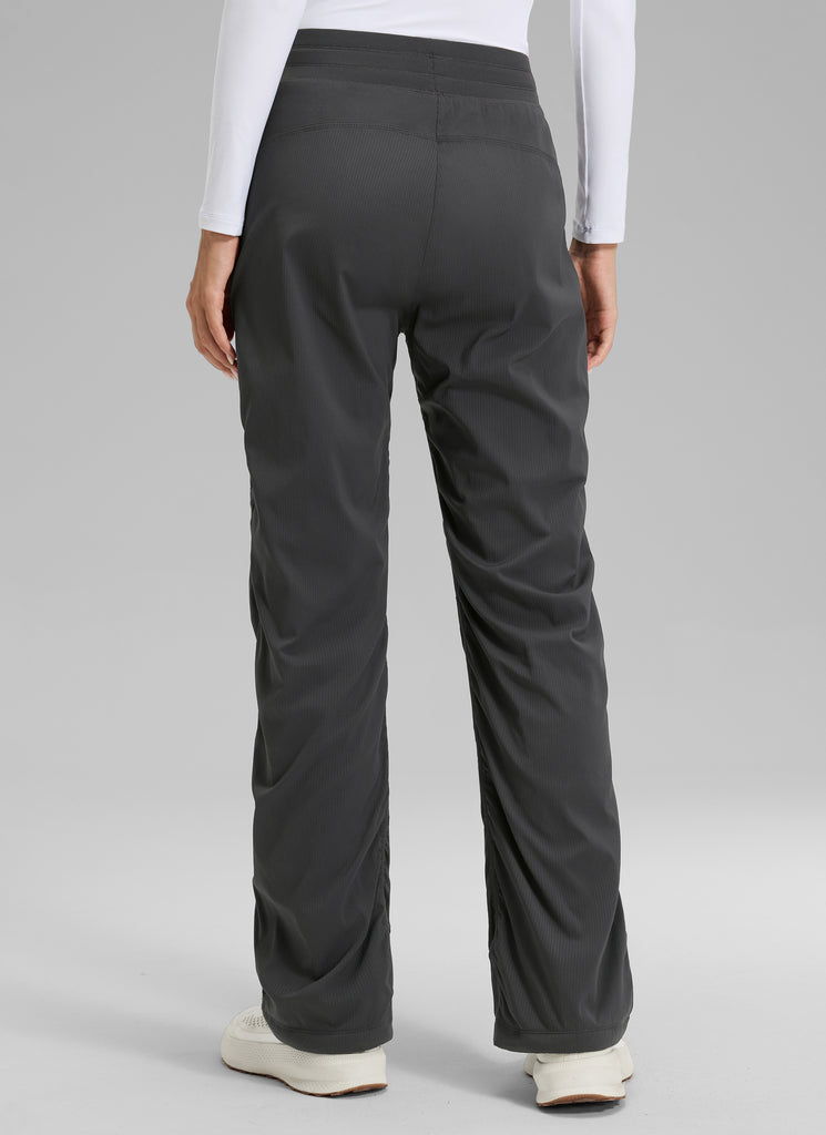 CRZ YOGA Women's Casual Mid Rise Drawstring Pocket Straight Leg Pant Black