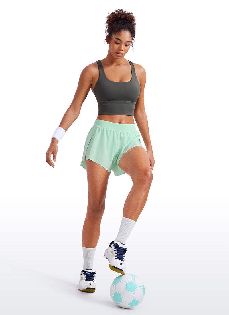 CRZ YOGA Women's Running Low Waisted V Split Mesh Lined Shorts 3'' Mint Moment
