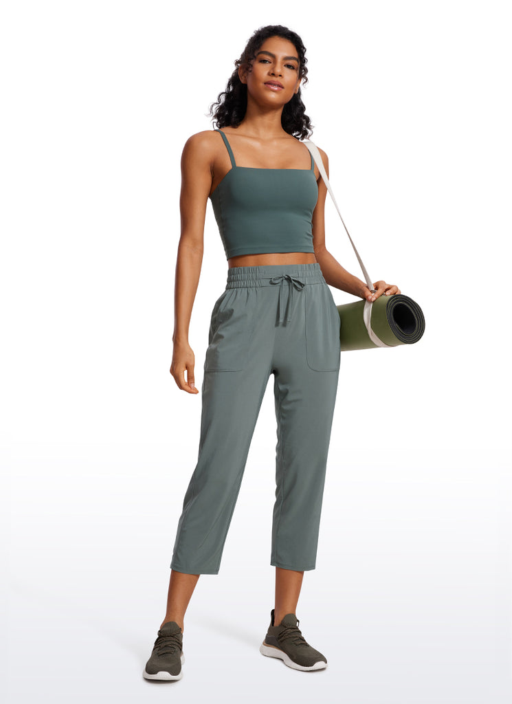 CRZ YOGA Women's Casual Slim Fit Cropped Pants with Pockets 23'' Grey Sage