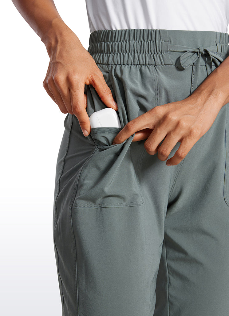 CRZ YOGA Women's Casual Slim Fit Cropped Pants with Pockets 23'' Grey Sage