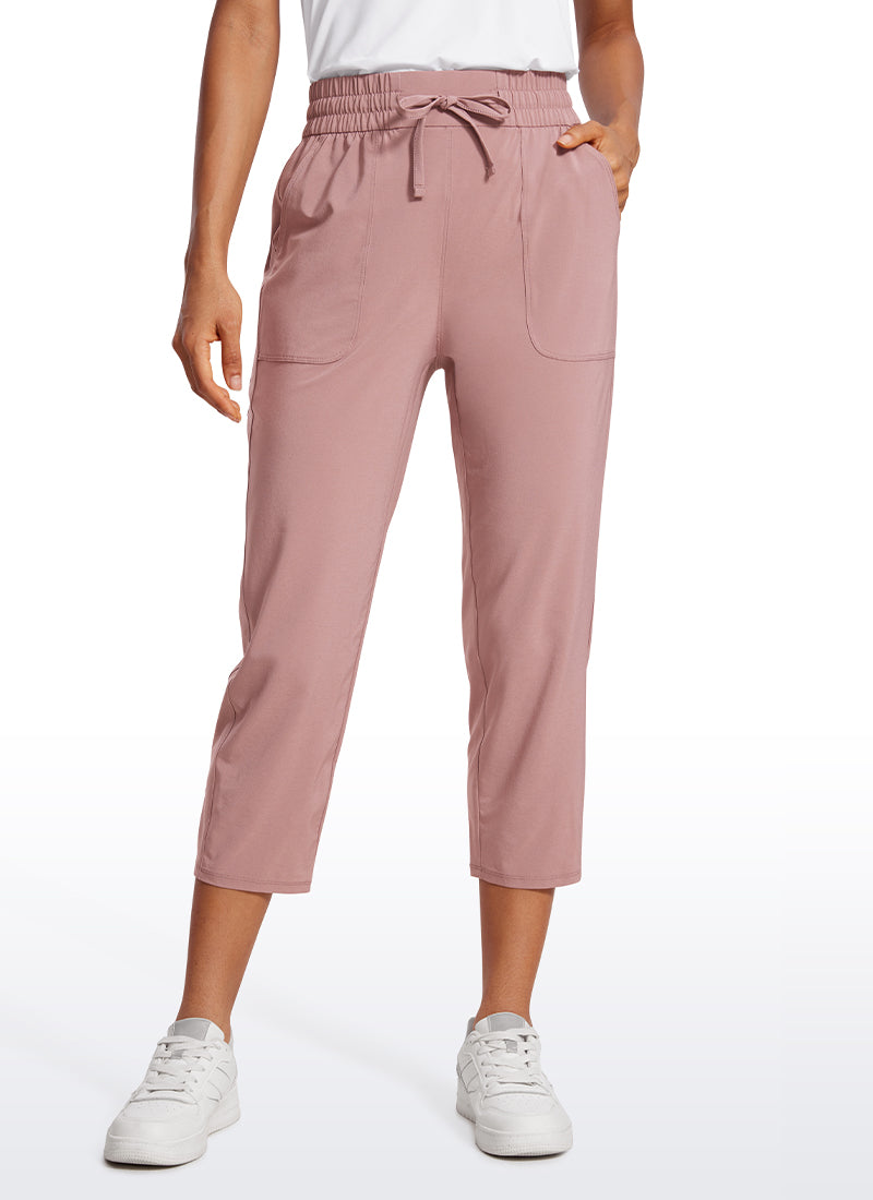 CRZ YOGA Women's Casual Slim Fit Cropped Pants with Pockets 23'' Twilight Rose Pink