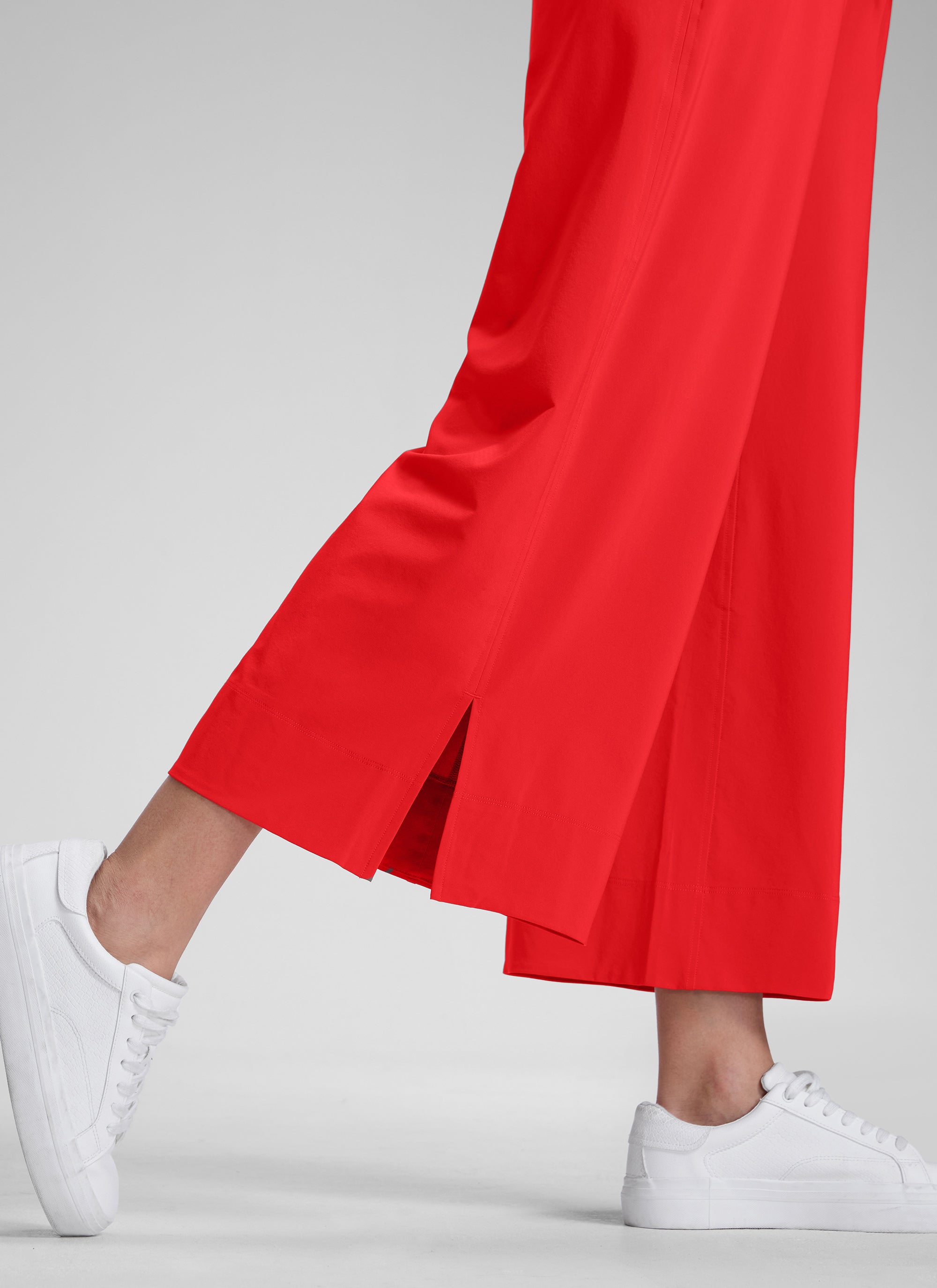 CRZ YOGA Women's  Causal High Waisted Wide Leg Pockets Pants 25'' Deep Red