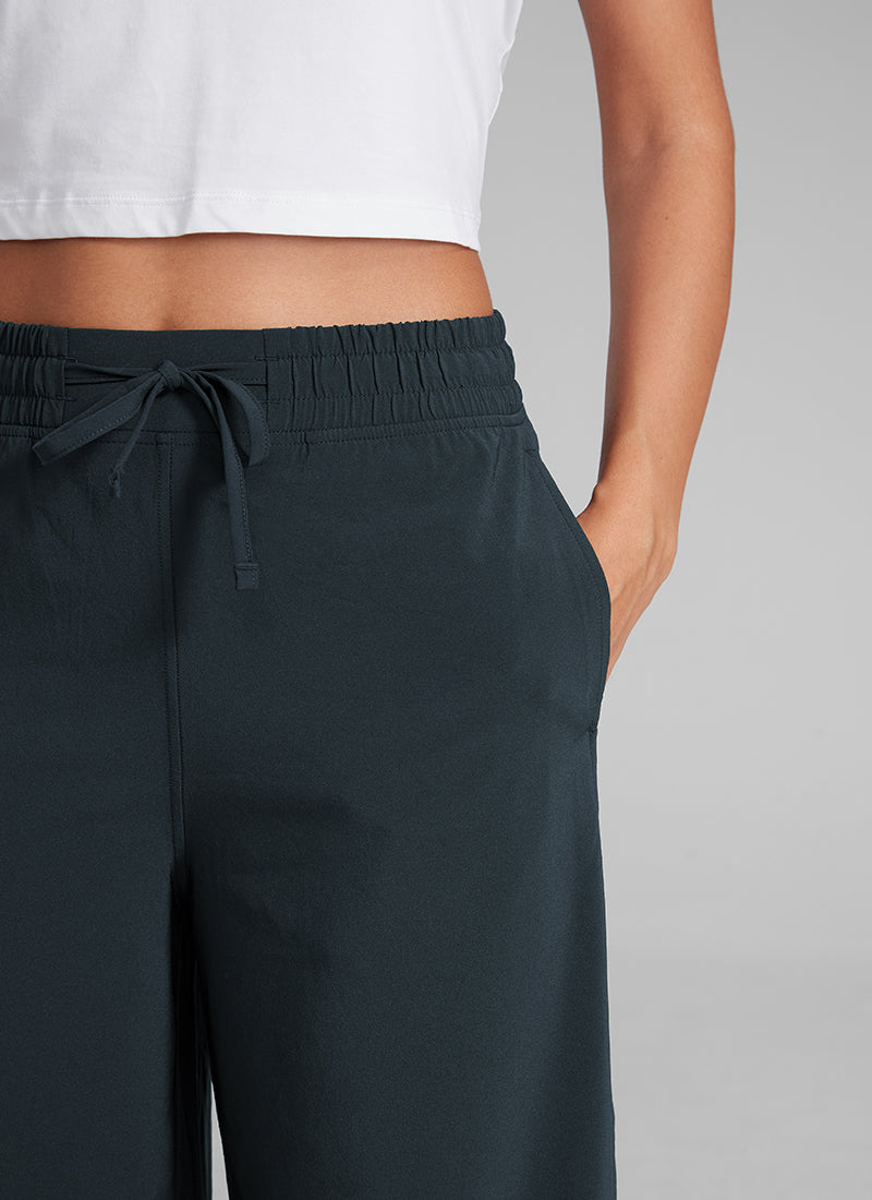 CRZ YOGA Women's  Causal High Waisted Wide Leg Pockets Pants 25'' True Navy